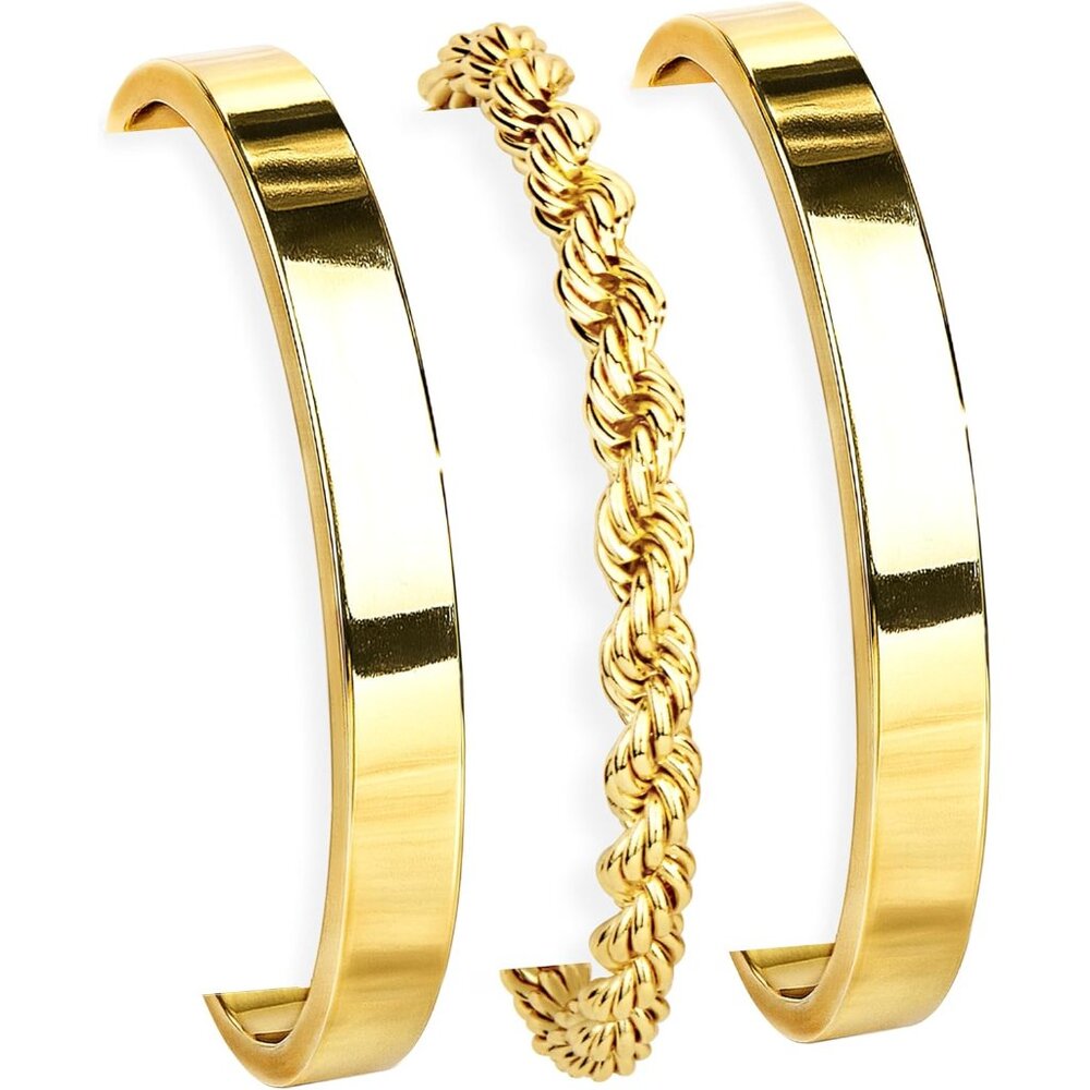 Gold Bracelets for Women Non Tarnish Dainty 14K Gold Plated Bangle Cuff Bracelet